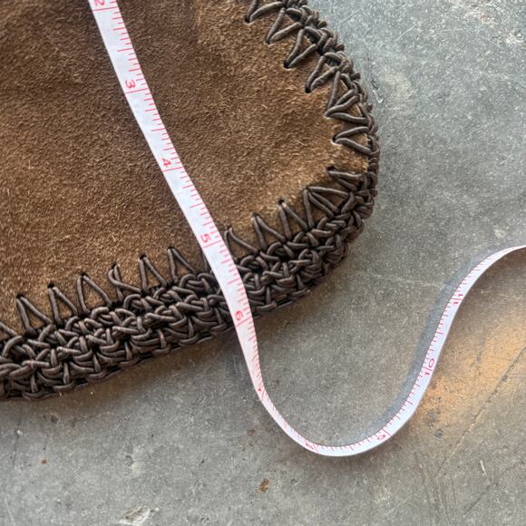 Vintage Y2k Suede Brown Boho Preppy Chic Gold Chain Mini Made In Italy Handbag - Picture 5 of 5